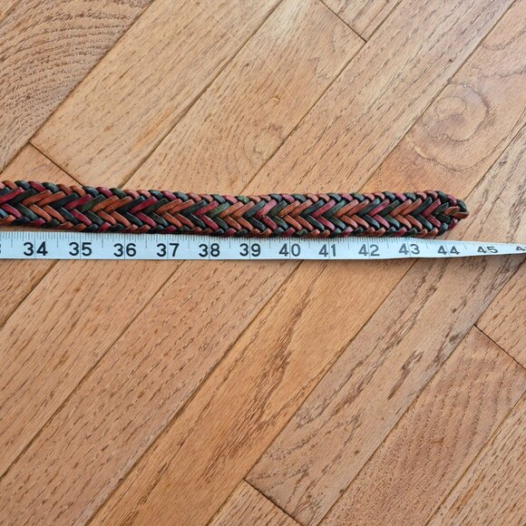 Belt Braided Leather Woven Belt Tri Color Brass Size Large - Picture 8 of 9